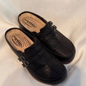 Easy Street Black Buckle Mules